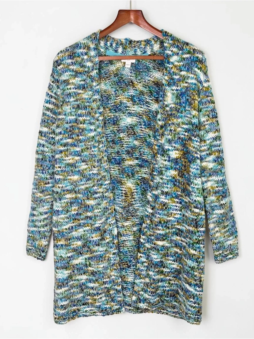 J. Jill Clarendon Space Dye Open Front Knit Duster Cardigan Size S